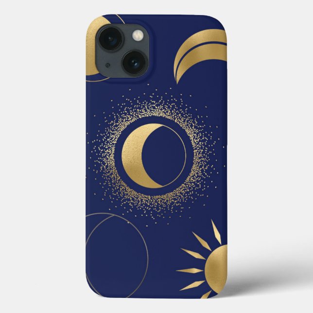 Celestial gold sun moon phases eclipse purple blue Case-Mate iPhone case (Back)