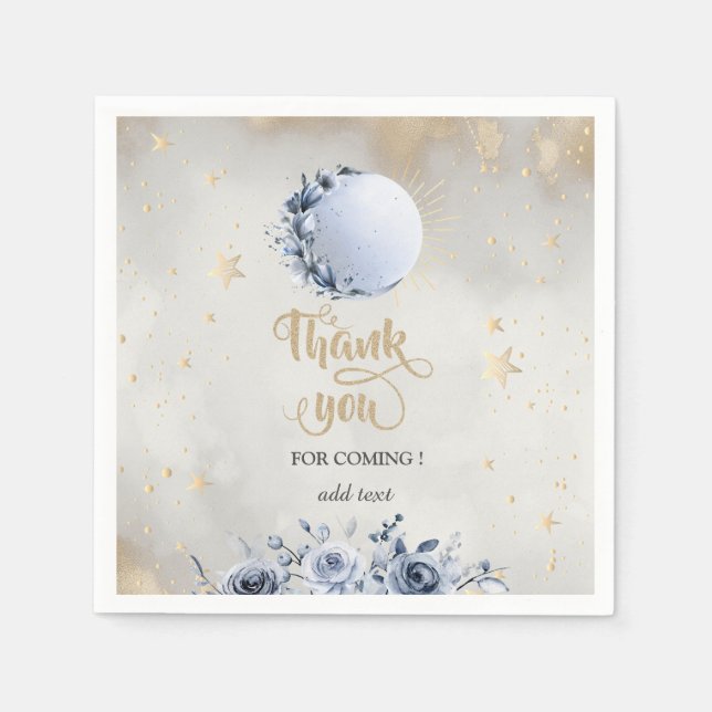 Celestial Gold Sun,Moon Roses Stars Night Sky  Napkins (Front)