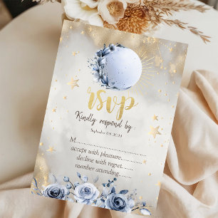Celestial Gold Sun,Moon Roses Stars RSVP Invitation