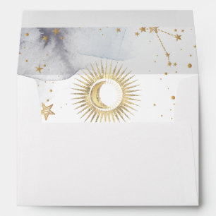 Celestial Gold Sun,Moon,Stars Envelope
