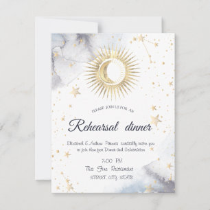 Celestial Gold Sun,Moon,Stars Invitation