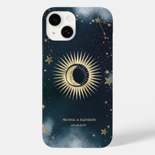 Celestial Gold SunMoonStars Night Sky  Case_Mate iPhone 14 Case