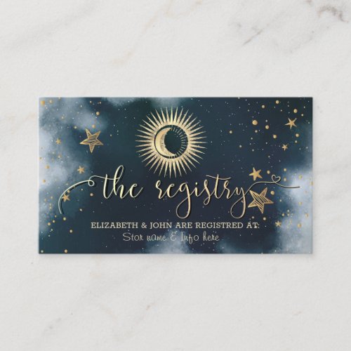 Celestial Gold SunMoonStars Night Sky Enclosure Card