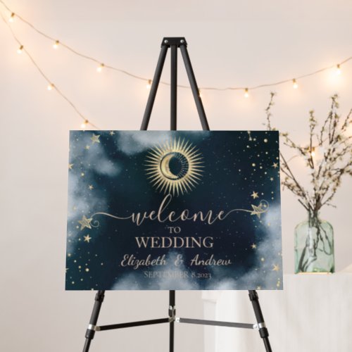 Celestial Gold SunMoonStars Night Sky Foam Board