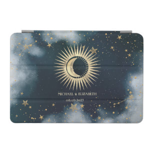 Celestial Gold Sun,Moon,Stars Night Sky iPad Mini Cover