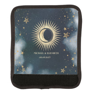 Celestial Gold Sun,Moon,Stars Night Sky Luggage Handle Wrap