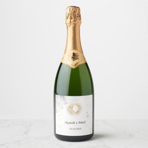 Celestial Gold SunMoonStars  Sparkling Wine Label