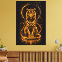 Celestial Gold Tiger Spirit – Luminous Cosmic Art