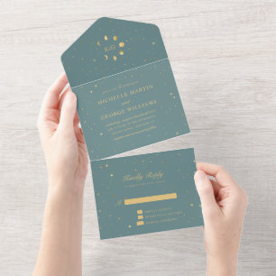 celestial gold wedding (no ENV) All In One Invitation