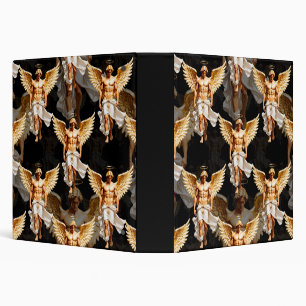 Celestial Golden Angels Pattern Design 3 Ring Binder