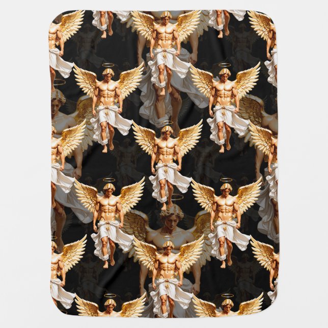 Celestial Golden Angels Pattern Design  Baby Blanket (Front)