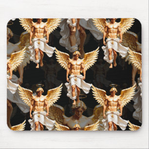 Celestial Golden Angels Pattern Design  Mouse Pad