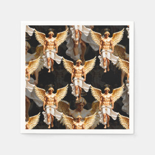 Celestial Golden Angels Pattern Design Napkins