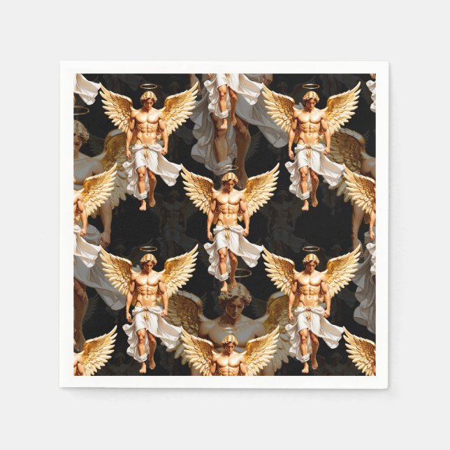 Celestial Golden Angels Pattern Design  Napkins (Front)