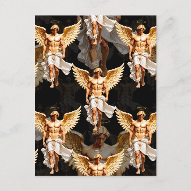 Celestial Golden Angels Pattern Design  Postcard (Front)