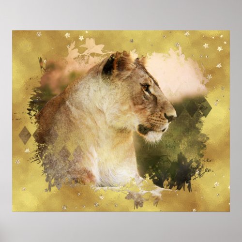  Celestial Golden Art AP23 Artistic LIONESS  Poster