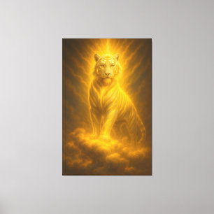 Celestial Golden Ascension White Tiger – Divine Ri Canvas Print