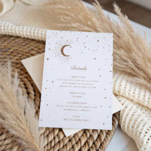 Celestial Golden Moon And Stars Wedding Letterpress Enclosure Card