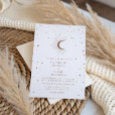 Celestial Golden Moon And Stars Wedding Letterpress Invitation