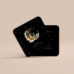 Celestial Golden Moon Luxe Square Business Card