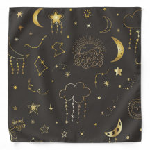 Celestial Golden Stars, Moon & Constellations