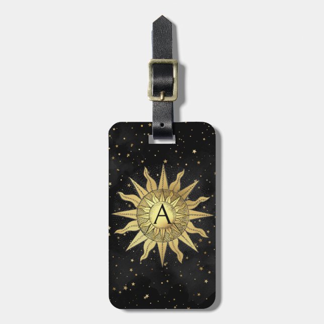 Celestial Golden Sun  Luggage Tag (Front Vertical)