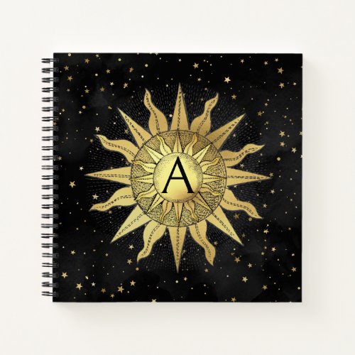 Celestial Golden Sun Spiral Notebook