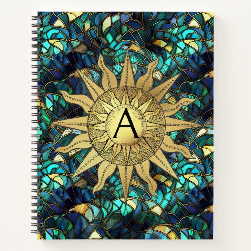 Celestial Golden Sun Spiral Notebook