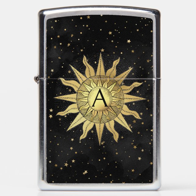 Celestial Golden Sun  Zippo Lighter (Front)