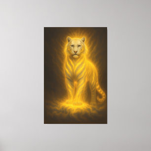 Celestial Golden White Tiger – Radiant Divine Powe Canvas Print