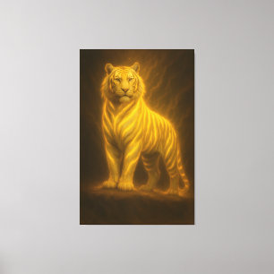 Celestial Golden White Tiger – Royal Divine Light  Canvas Print