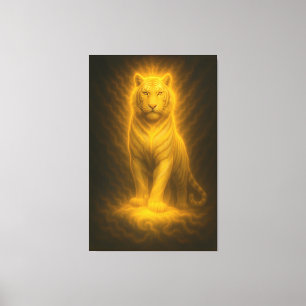 Celestial Golden White Tiger – Supreme Radiant Pow Canvas Print