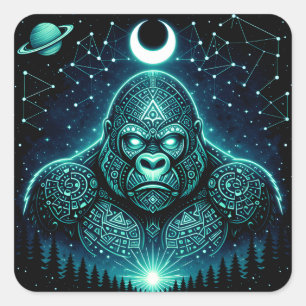 Celestial Gorilla – Cosmic Primate Wildlife Galaxy Square Sticker