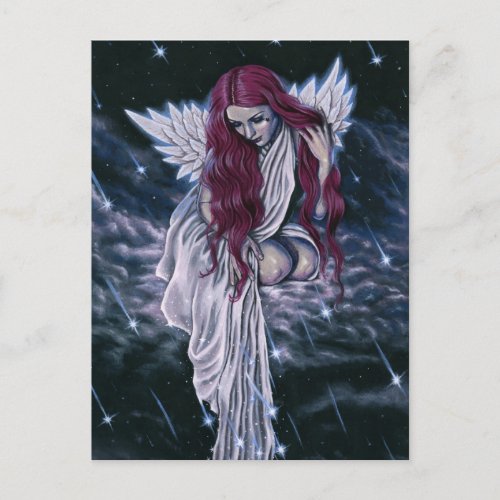 Celestial Gothic Angel Shooting Stars Postcard
