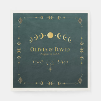 Celestial Gothic Dark Teal Wedding Napkins