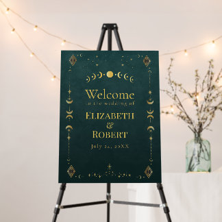 Celestial Gothic Dark Teal Wedding Welcome Sign