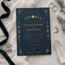 Celestial Gothic Midnight Blue Gold Wedding