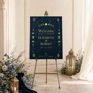 Celestial Gothic Midnight Blue Wedding Welcome Foam Board