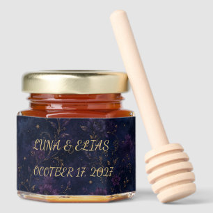 Celestial Gothic Moon Personalized Wedding Honey F Jar Favors