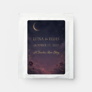 Celestial Gothic Moon Personalized Wedding Tea Fav Bag Drink Mix