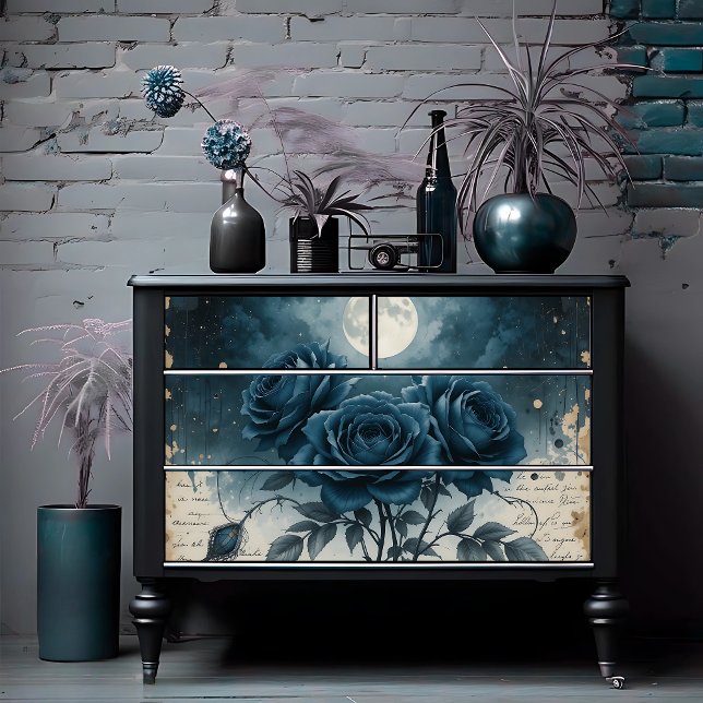 Celestial Gothic Rose Midnight Elegance Decoupage  Tissue Paper (Creator Uploaded)