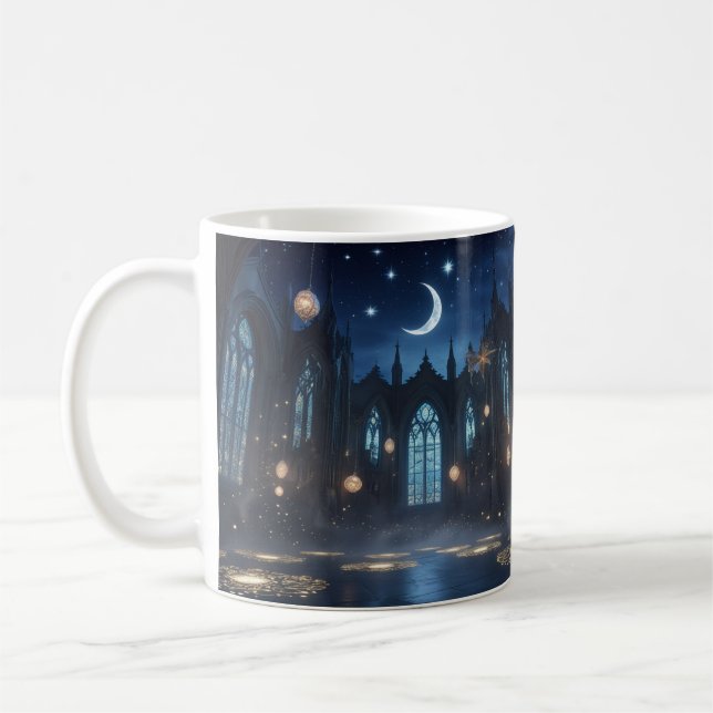 Celestial Gothic Sanctuary – A Mystical Night Coffee Mug (Left)