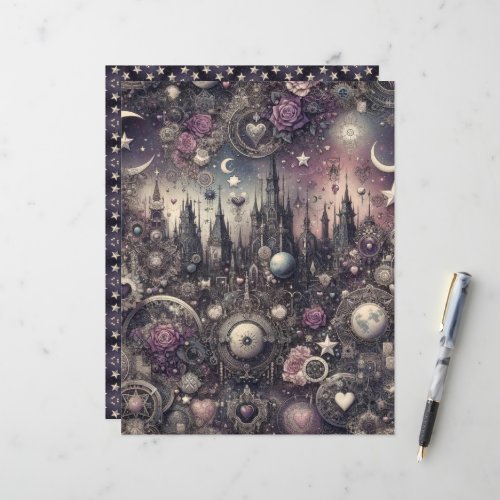 Celestial Gothic Valentines Scrapbook Paper