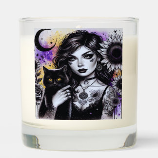 Celestial Gothic Witch and Black Cat Scented Candle