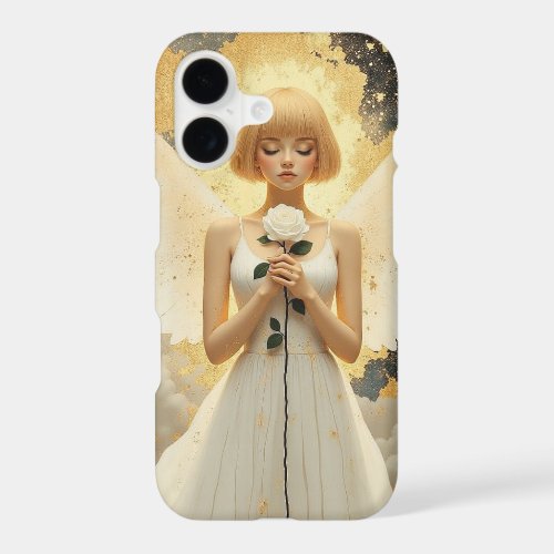 Celestial Grace Pretty Angel and Rose   iPhone 17 Case