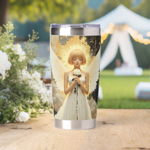 Celestial Grace Pretty Angel and Rose Insulated Tumbler