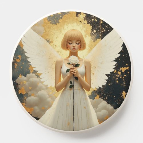 Celestial Grace Pretty Angel and Rose PopSocket