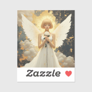 Celestial Grace Pretty Angel and Rose Sticker