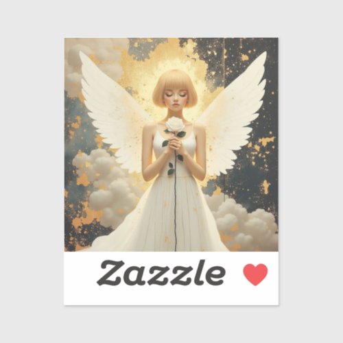 Celestial Grace | Pretty Angel and Rose Sticker