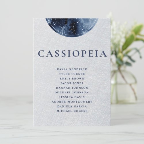 Celestial Gray Blue Seating Plan Cards Guest Names